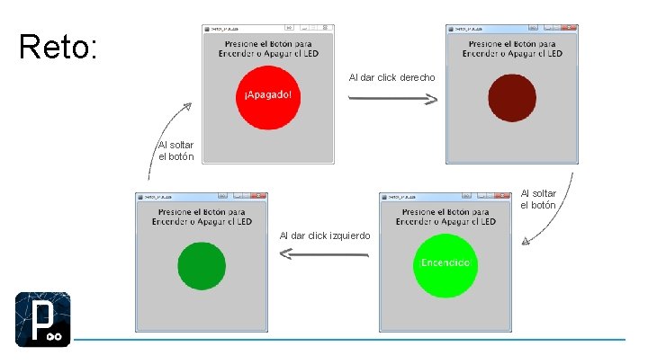 Reto: Al dar click derecho Al soltar el botón Al dar click izquierdo 