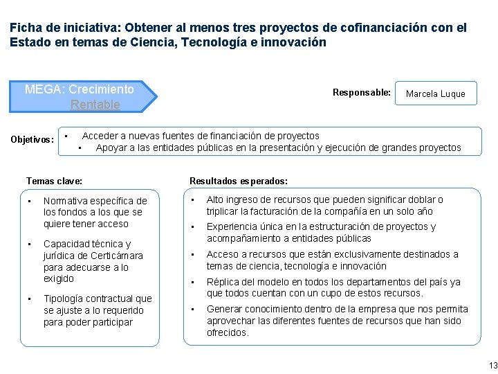 Ficha de iniciativa: Obtener al menos tres proyectos de cofinanciación con el Estado en