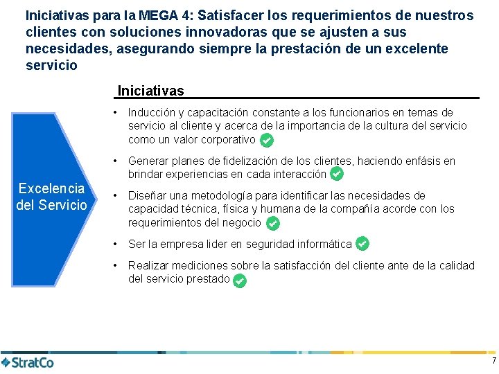 Iniciativas para la MEGA 4: Satisfacer los requerimientos de nuestros clientes con soluciones innovadoras