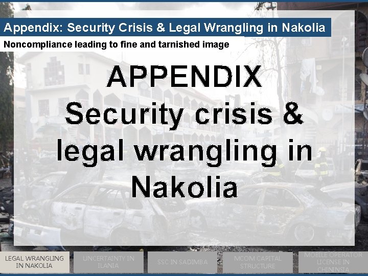 Appendix: Security Crisis & Legal Wrangling in Nakolia Noncompliance leading to fine and tarnished