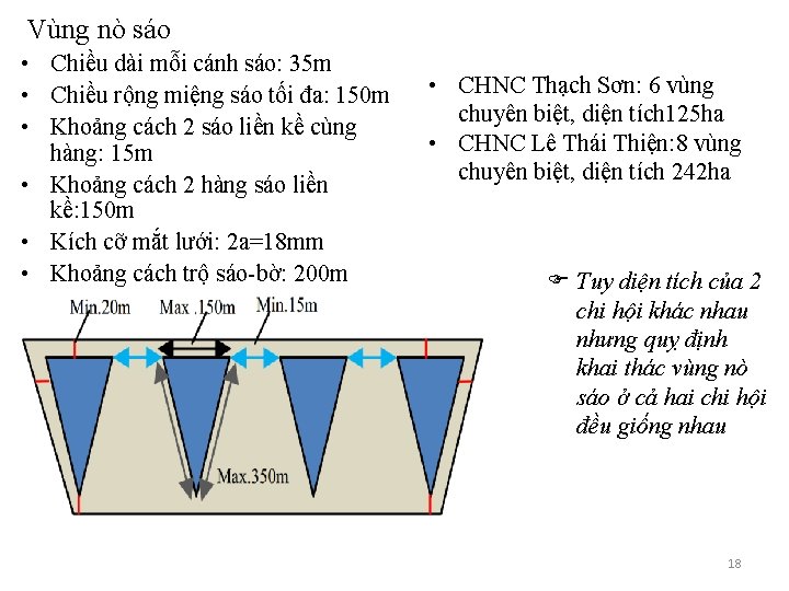 Vùng nò sáo • Chiều dài mỗi cánh sáo: 35 m • Chiều rộng