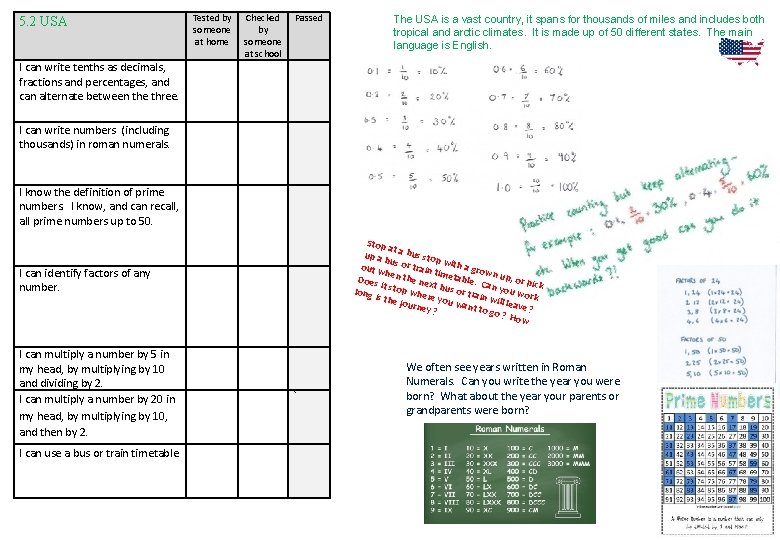 5. 2 USA I can write tenths as decimals, fractions and percentages, and can