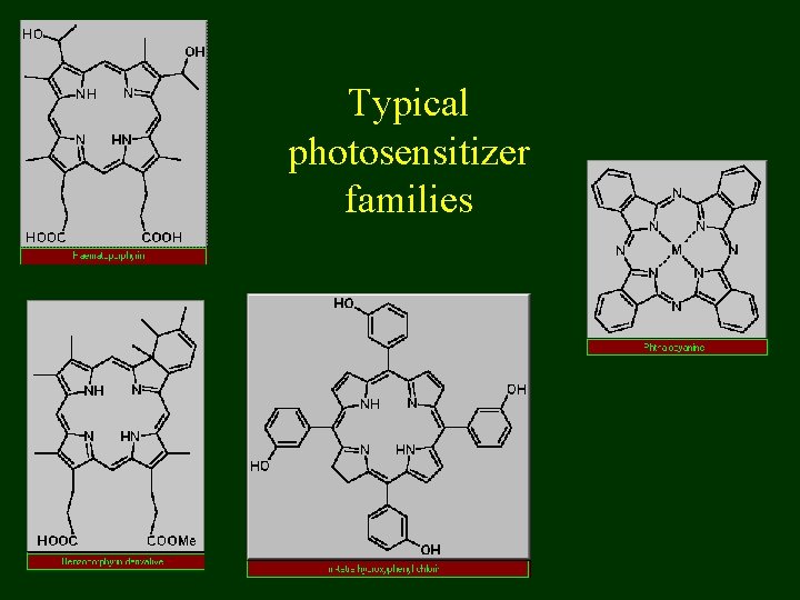 Typical photosensitizer families 