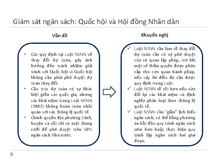 Giám sát ngân sách: Quốc hội và Hội đồng Nhân dân Vấn đề •