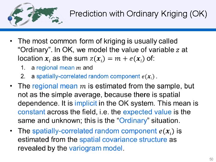 Prediction with Ordinary Kriging (OK) • 50 