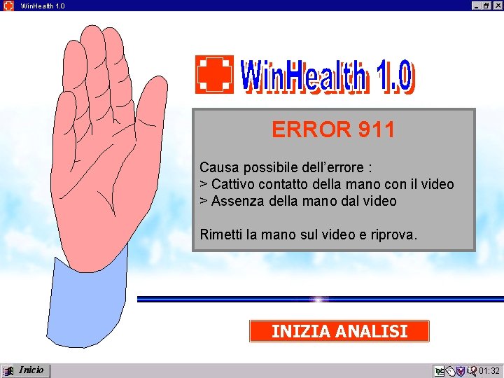 Win. Health 1. 0 ERROR 911 Causa possibile dell’errore : > Cattivo contatto della