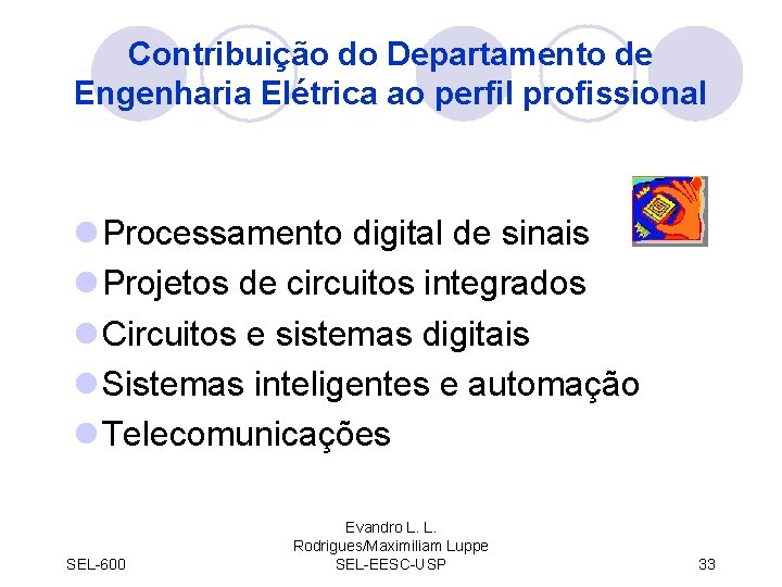 Contribuição do Departamento de Engenharia Elétrica ao perfil profissional l Processamento digital de sinais