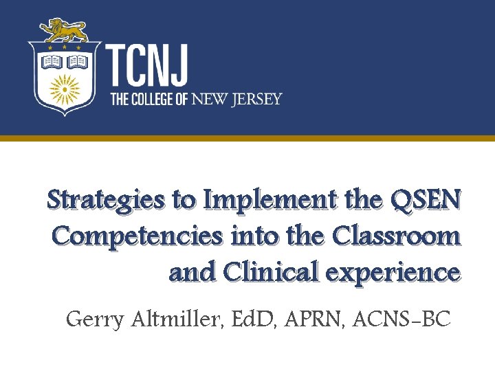 Strategies to Implement the QSEN Competencies into the Classroom and Clinical experience Gerry Altmiller,