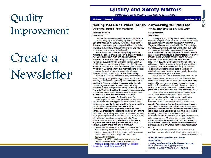 Quality Improvement Create a Newsletter 