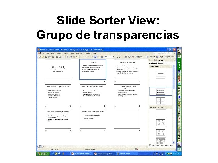 Slide Sorter View: Grupo de transparencias 