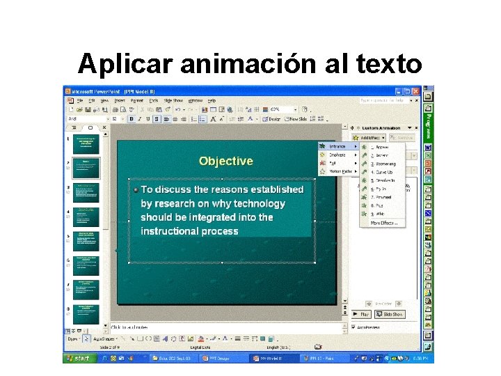 Aplicar animación al texto 