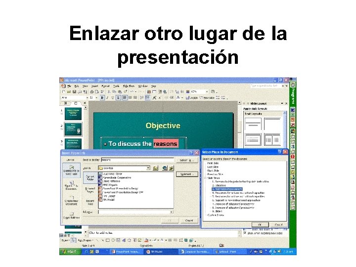 Enlazar otro lugar de la presentación 