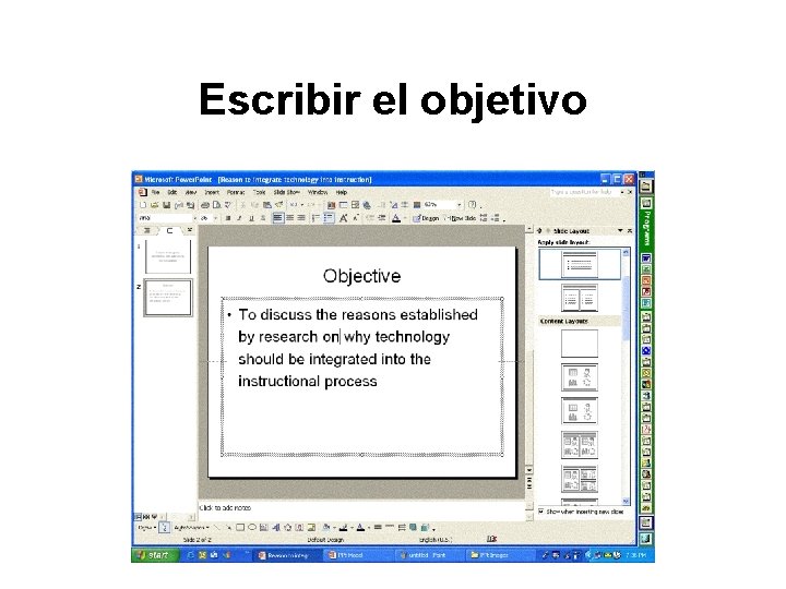 Escribir el objetivo 