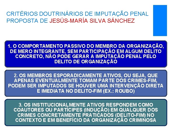 CRITÉRIOS DOUTRINÁRIOS DE IMPUTAÇÃO PENAL PROPOSTA DE JESÚS-MARÍA SILVA SÁNCHEZ 1. O COMPORTAMENTO PASSIVO