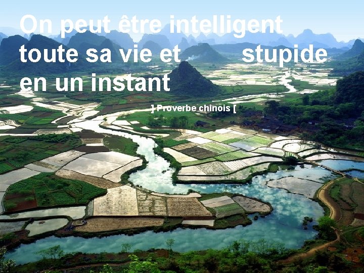 On peut être intelligent toute sa vie et stupide en un instant ] Proverbe