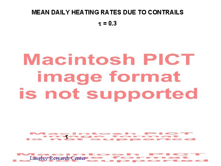 MEAN DAILY HEATING RATES DUE TO CONTRAILS t = 0. 3 t Langley Research