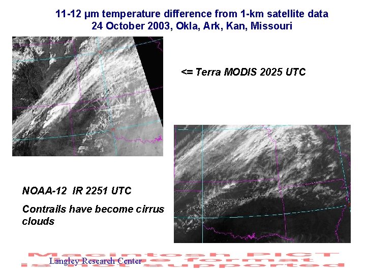 11 -12 µm temperature difference from 1 -km satellite data 24 October 2003, Okla,