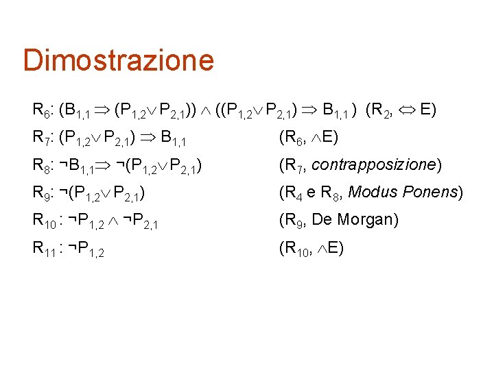 Dimostrazione R 6: (B 1, 1 (P 1, 2 P 2, 1)) ((P 1,