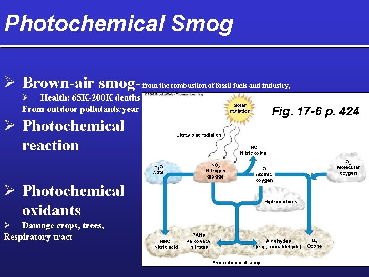 Photochemical Smog Ø Brown-air smog- from the combustion of fossil fuels and industry, Ø