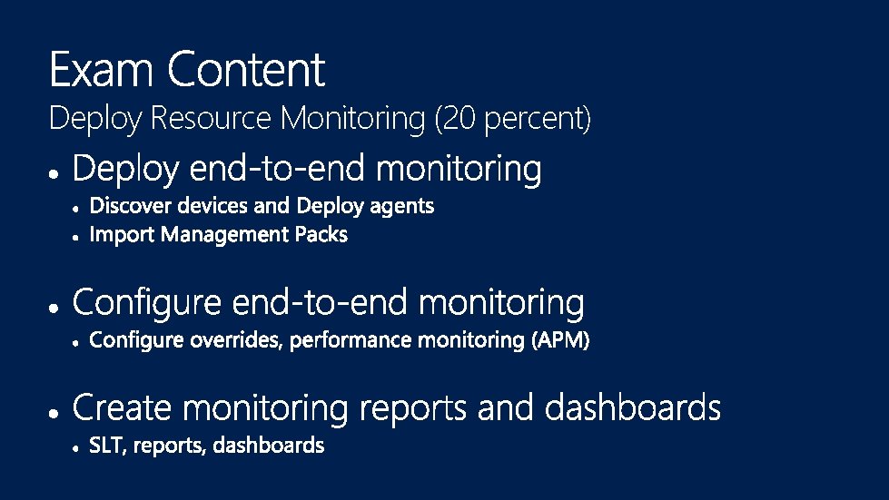 Deploy Resource Monitoring (20 percent) 