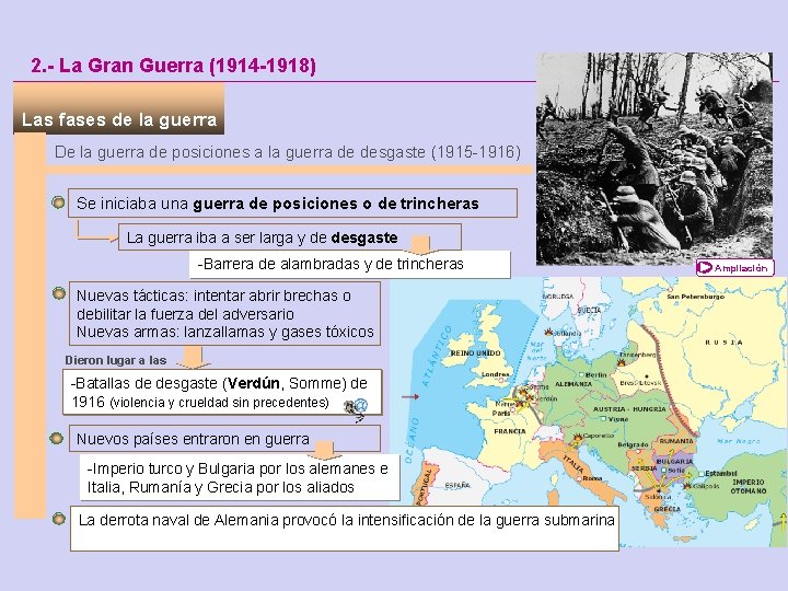 2. - La Gran Guerra (1914 -1918) Las fases de la guerra De la
