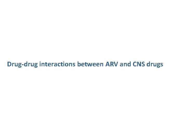 Drug-drug interactions between ARV and CNS drugs 