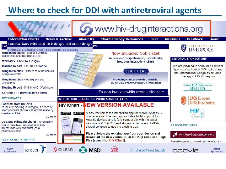 Where to check for DDI with antiretroviral agents 