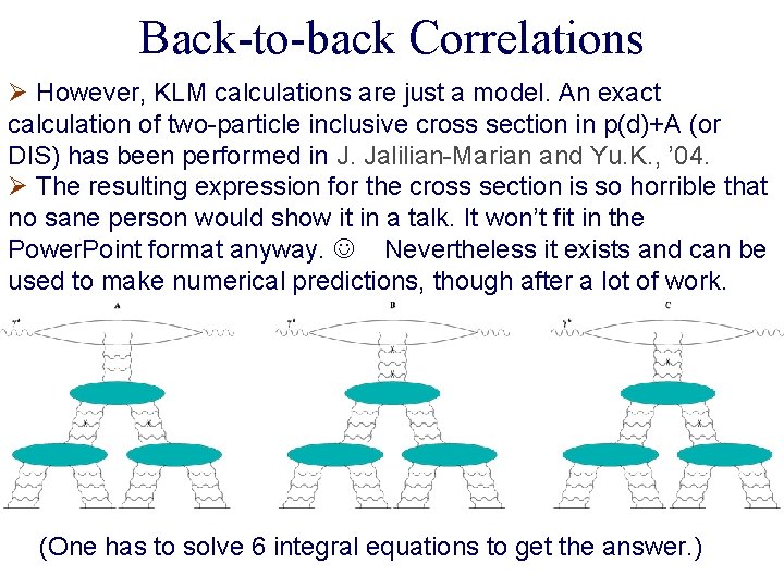 Back-to-back Correlations Ø However, KLM calculations are just a model. An exact calculation of