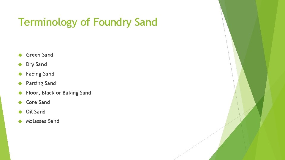 Terminology of Foundry Sand Green Sand Dry Sand Facing Sand Parting Sand Floor, Black