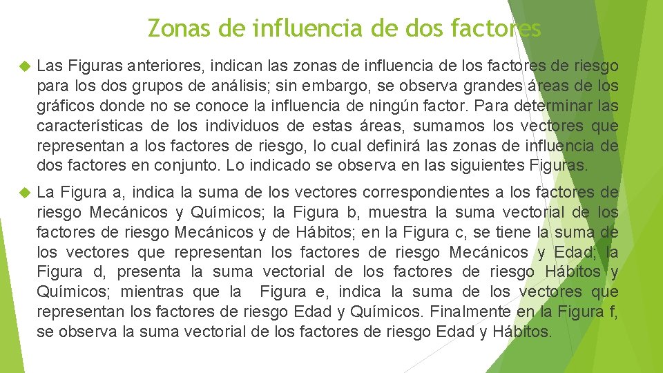 Zonas de influencia de dos factores Las Figuras anteriores, indican las zonas de influencia