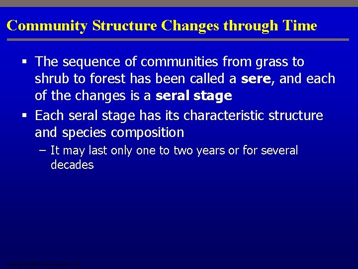 Community Structure Changes through Time § The sequence of communities from grass to shrub