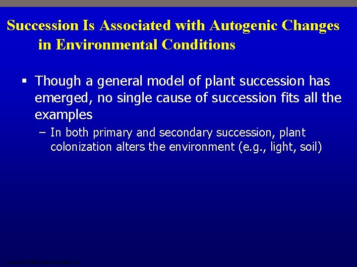 Succession Is Associated with Autogenic Changes in Environmental Conditions § Though a general model