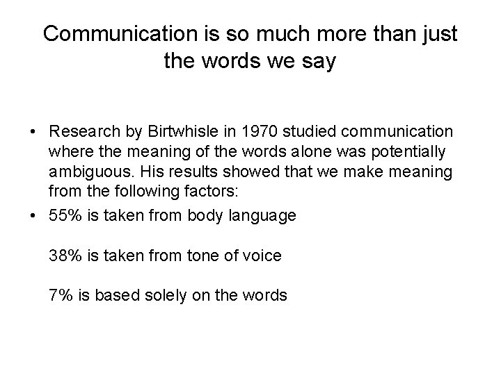 Communication is so much more than just the words we say • Research by