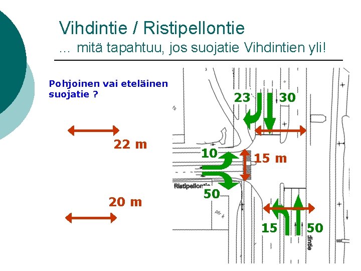 Vihdintie / Ristipellontie … mitä tapahtuu, jos suojatie Vihdintien yli! Pohjoinen vai eteläinen suojatie