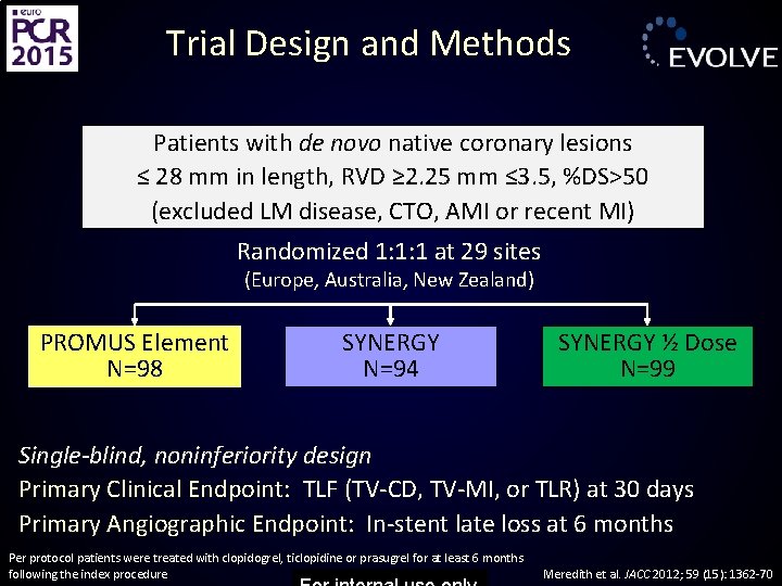 Trial Design and Methods Patients with de novo native coronary lesions ≤ 28 mm