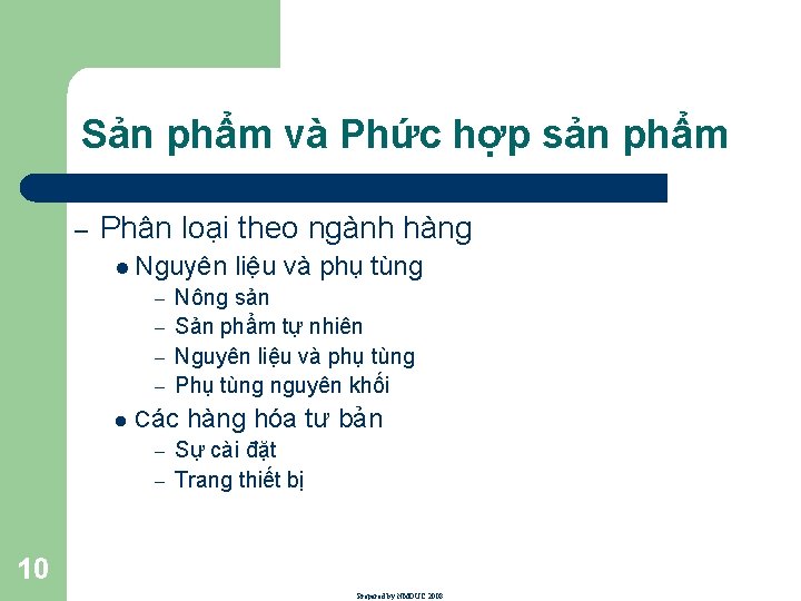 Sản phẩm và Phức hợp sản phẩm – Phân loại theo ngành hàng l