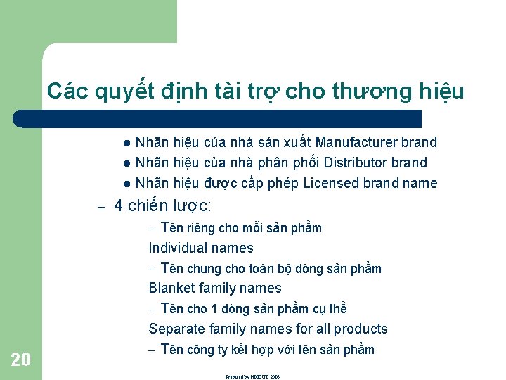 Các quyết định tài trợ cho thương hiệu l l l – Nhãn hiệu