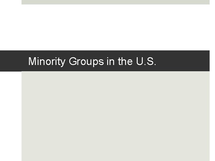 Minority Groups in the U. S. 