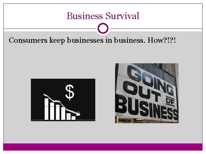 Business Survival Consumers keep businesses in business. How? !? ! 