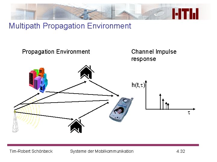 Multipath Propagation Environment Channel Impulse response h(t, ) Tim-Robert Schönbeck Systeme der Mobilkommunikation 4.
