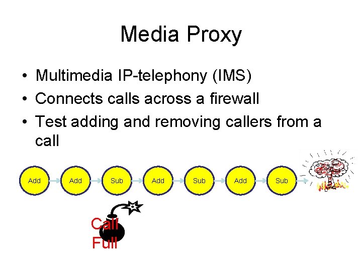 Media Proxy • Multimedia IP-telephony (IMS) • Connects calls across a firewall • Test