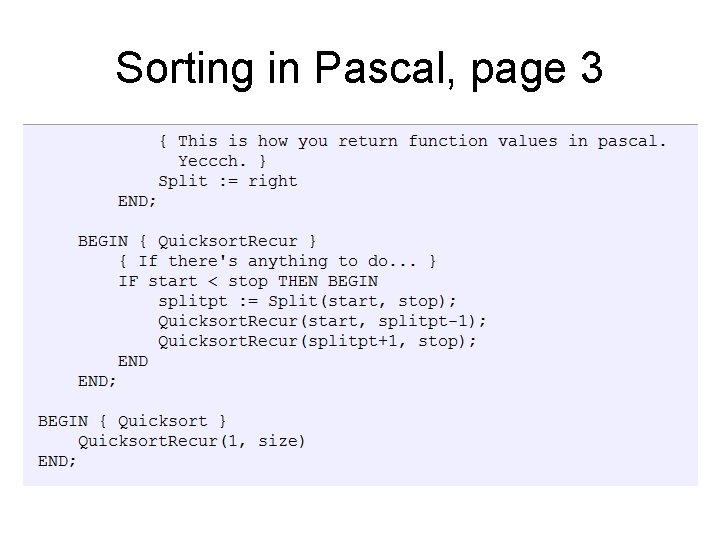 Sorting in Pascal, page 3 