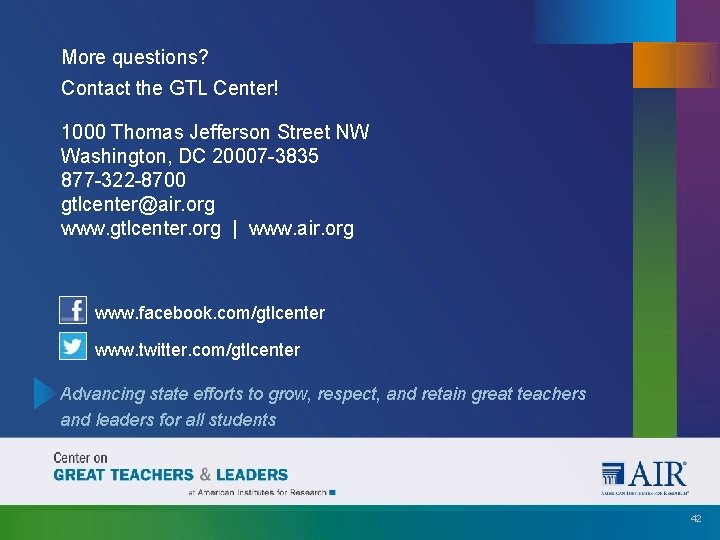 More questions? Contact the GTL Center! 1000 Thomas Jefferson Street NW Washington, DC 20007