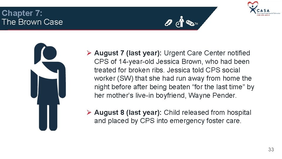 Chapter 7: The Brown Case 7 H Ø August 7 (last year): Urgent Care
