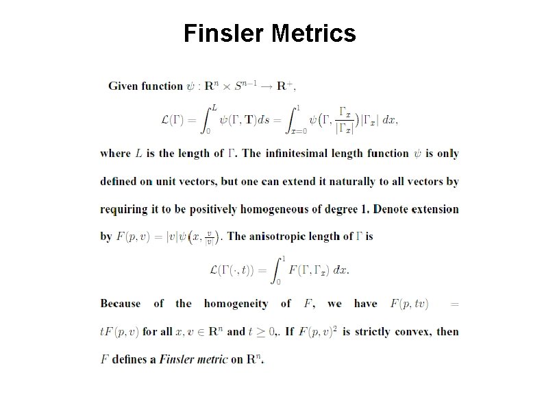 Finsler Metrics 