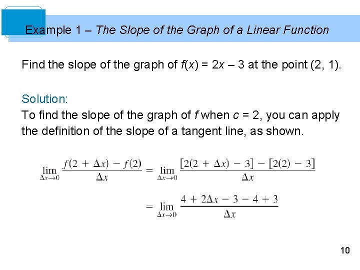 Example 1 – The Slope of the Graph of a Linear Function Find the