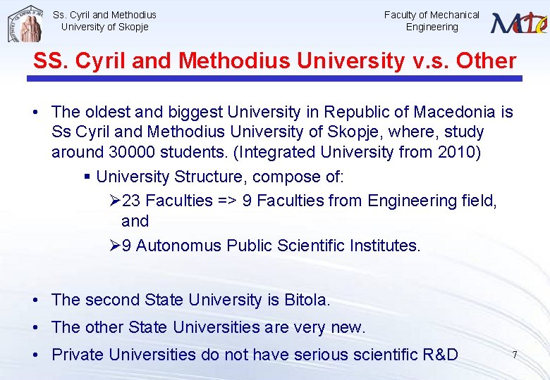 Ss. Cyril and Methodius University of Skopje Faculty of Mechanical Engineering SS. Cyril and