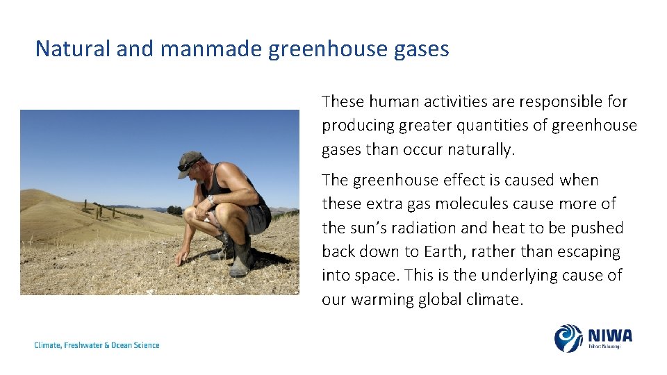 Natural and manmade greenhouse gases These human activities are responsible for producing greater quantities