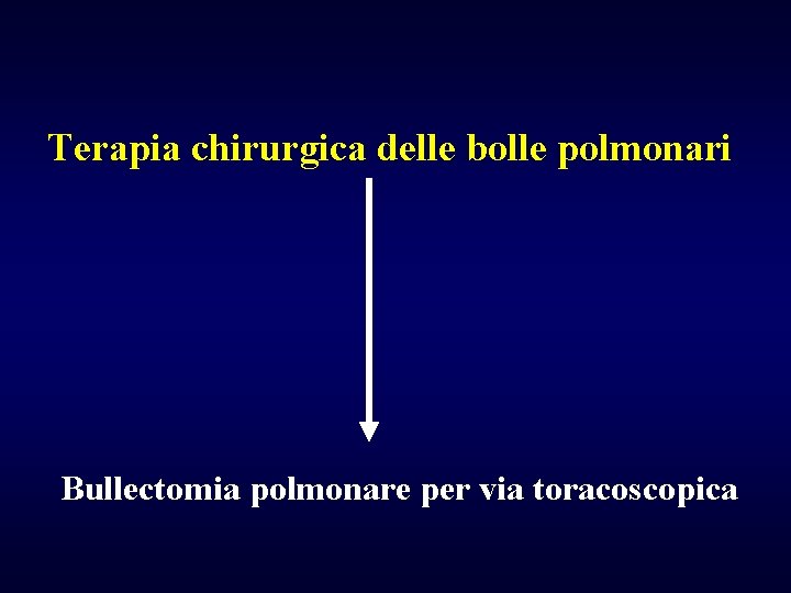 Terapia chirurgica delle bolle polmonari Bullectomia polmonare per via toracoscopica 