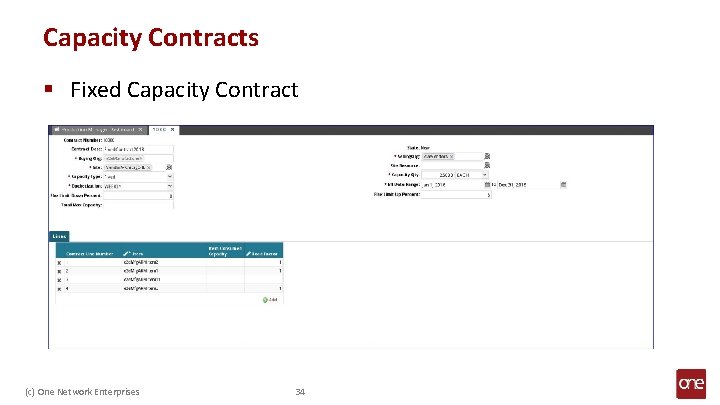 Capacity Contracts § Fixed Capacity Contract (c) One Network Enterprises 34 